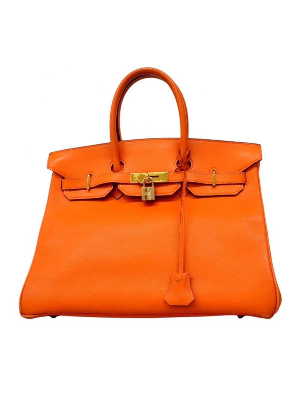 Hermes Birkin 35 Handbag, Veau Gulliver Leather, Orange, □B Stamp, Women's